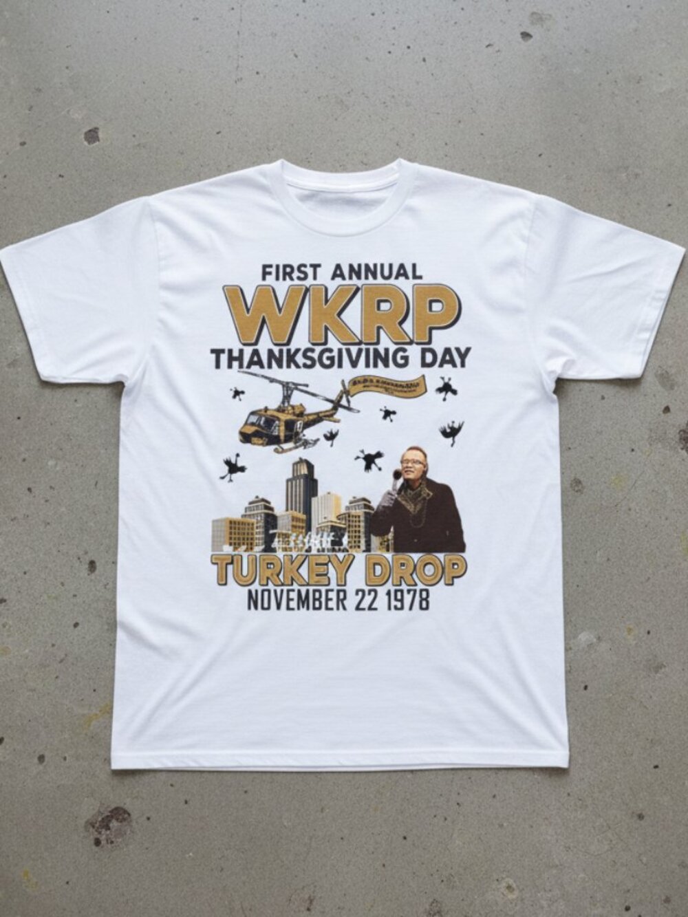 WKRP Thanksgiving Turkey Drop Shirt, Vintage TV Comedy Graphic Tee, Funny Retro